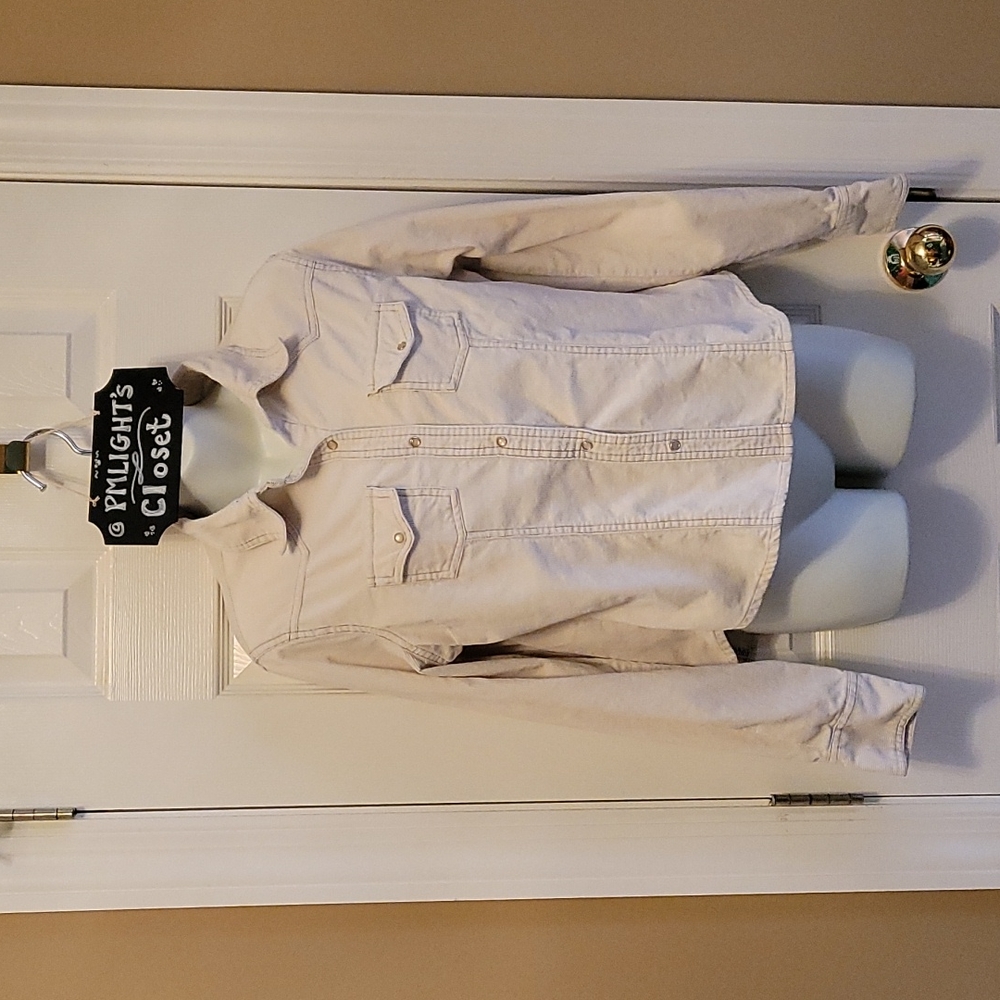 Periscope Large Corduroy Long Sleeve Shirt Off-White Western